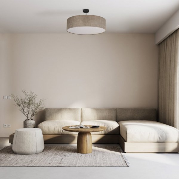 TK LIGHTING RONDO LINEN 6248 LAMPA SUFITOWA PLAFON LNIANY ABAŻUR 60CM NATURAL EKO