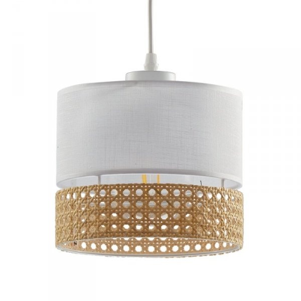TK LIGHTING 6534 PAGLIA NEW WHITE LAMPA WISZĄCA BIAŁA BIAŁY ABAŻUR RATTAN EKO NATURAL BOHO