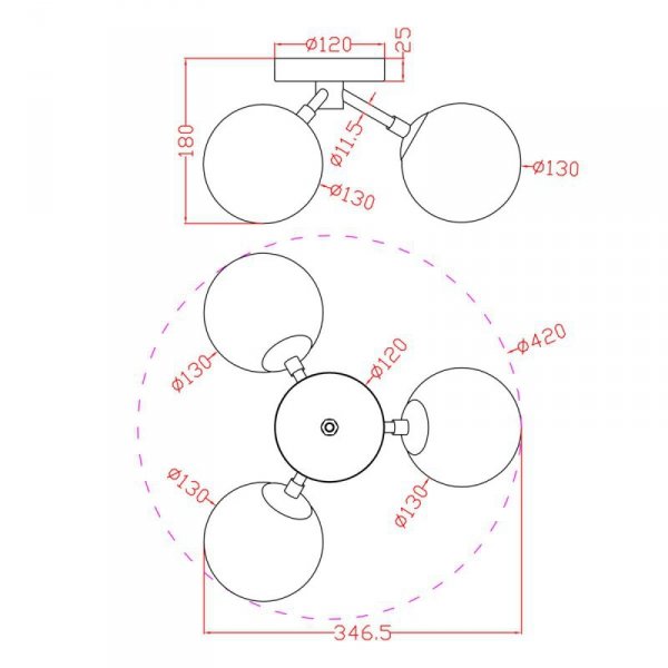 LIGHT PRESTIGE DORADO LP-002/3C LAMPA SUFITOWA PLAFON ZŁOTY MAT SZKLANE KLOSZE KULE BIAŁE POTRÓJNA DO SYPIALNI POKOJU