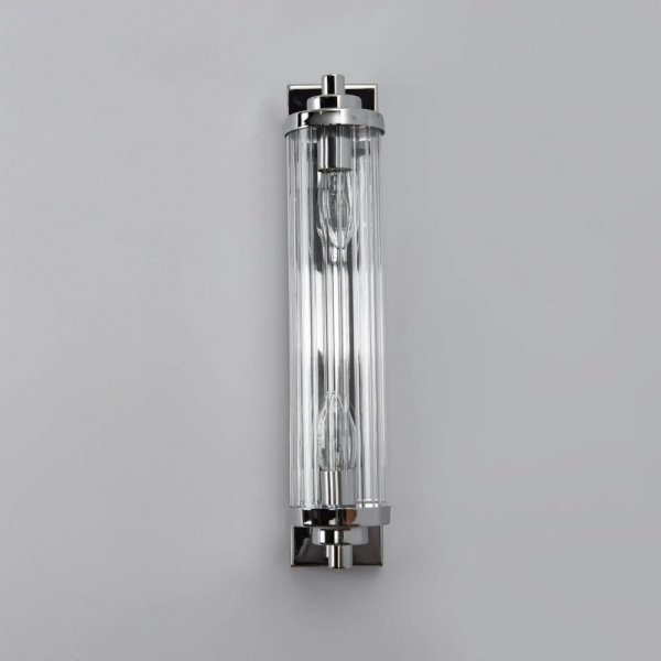 KINKIET CHROM SREBRNY SZKLANY GLAMOUR DO ŁAZIENKI SALONU SYPIALNI PIONOWY LIGHT PRESTIGE LORENZO LP-2960/1W CH PODWÓJNY
