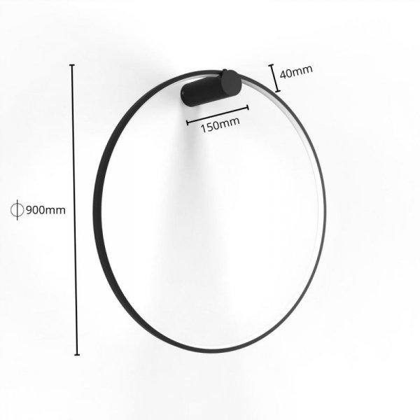 LIGHT PRESTIGE MIRROR DUŻY CZARNY KINKIET KOŁO RING LED LP-999/1W L BK CCT ZE ZMIENNĄ BARWĄ ŚWIATŁA