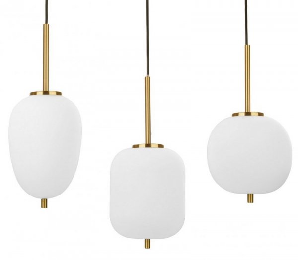 LAMPA WISZĄCA ZŁOTA NOWOCZESNA Z BIAŁYM KLOSZEM DO SALONU SYPIALNI KUCHNI JADALNI LUCES EXCLUSIVAS PILAR LE41760