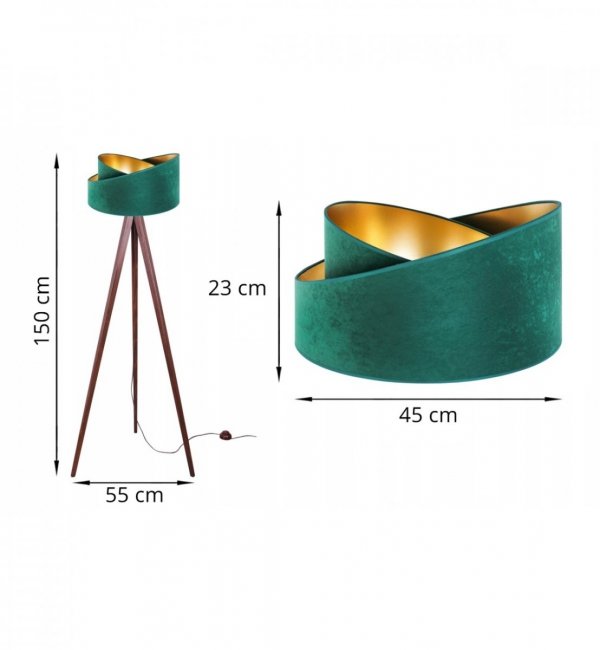LAMPA PODŁOGOWA TRÓJNÓG ABAŻUR WELUROWY KOLORY MEDIOLAN LIGHT HOME