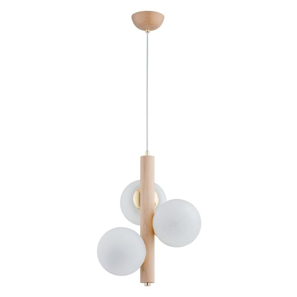 ALFA SOSNOWSCY KANET GOLD PRO 62291 LAMPA WISZĄCA DREWNIANA ZŁOTA KLOSZE KULE BIAŁE MLECZNE