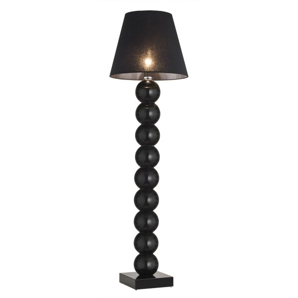 LAMPA PODŁOGOWA SZKLANA CZARNA GLAMOUR CZARNE KULE Z CZARNYM ABAŻUREM DESINGERSKA ARGON FUDŻI 3659
