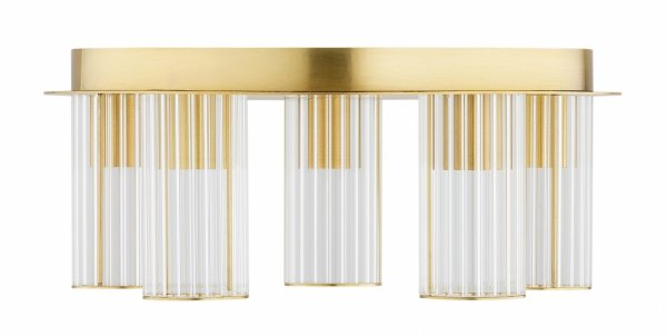 LAMPA SUFITOWA PLAFON ZŁOTY MOSIĄDZ SZCZOTKOWANY 45CM ZE SZKLANYMI KLOSZAMI W STYLU GLAMOUR DO SALONU SYPIALNI KUCHNI HAMPTON 2178