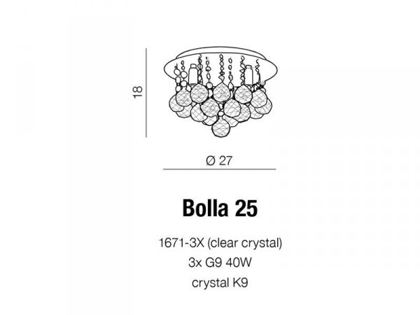 AZZARDO BOLLA 25 AZ1285 PLAFON Z KRYSZTAŁAMI ELEGANCKI MAŁY