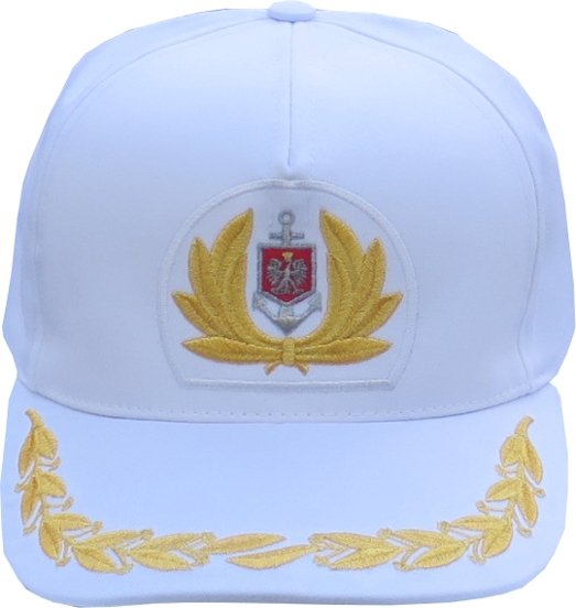 czapka baseball kapitana, cap Merchant Navy master kolor biały