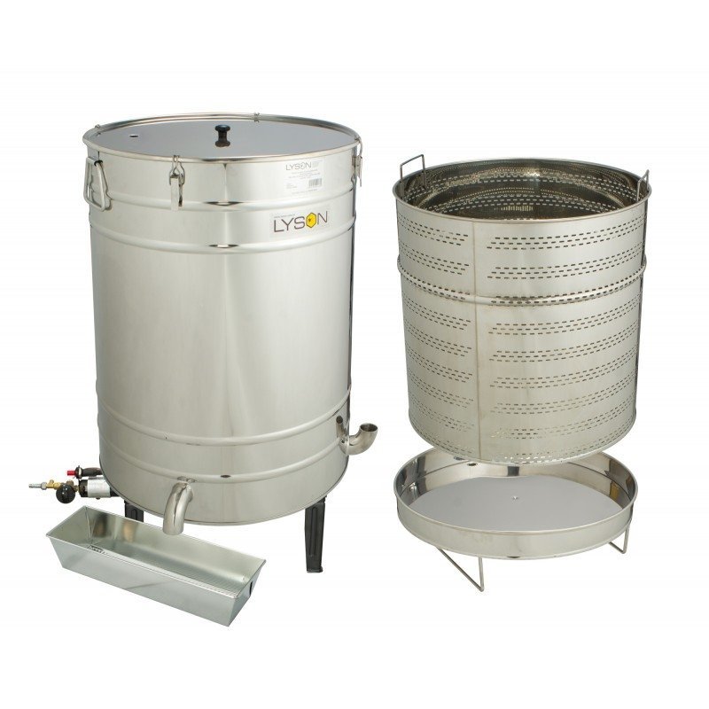 Wax melter based on settler 100l with a perforated basket + free gas stool