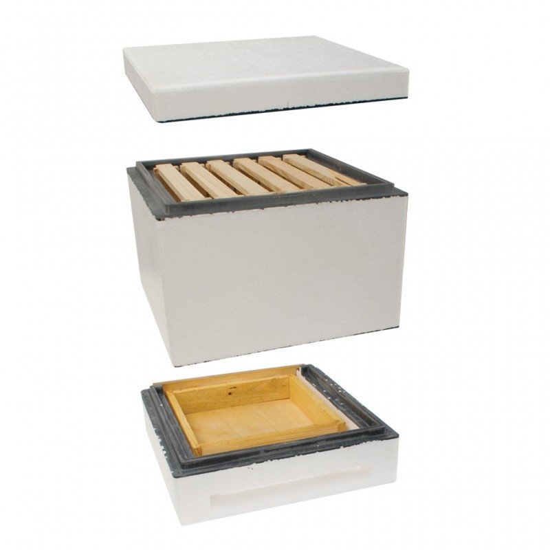 Mini 6-frame nucleus hive with feeder, with frames, not painted