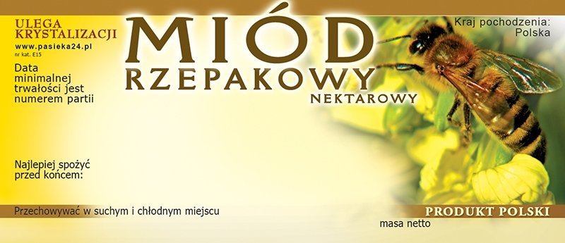 Paczka etykiet na miód rzepakowy 116x50 (100szt)