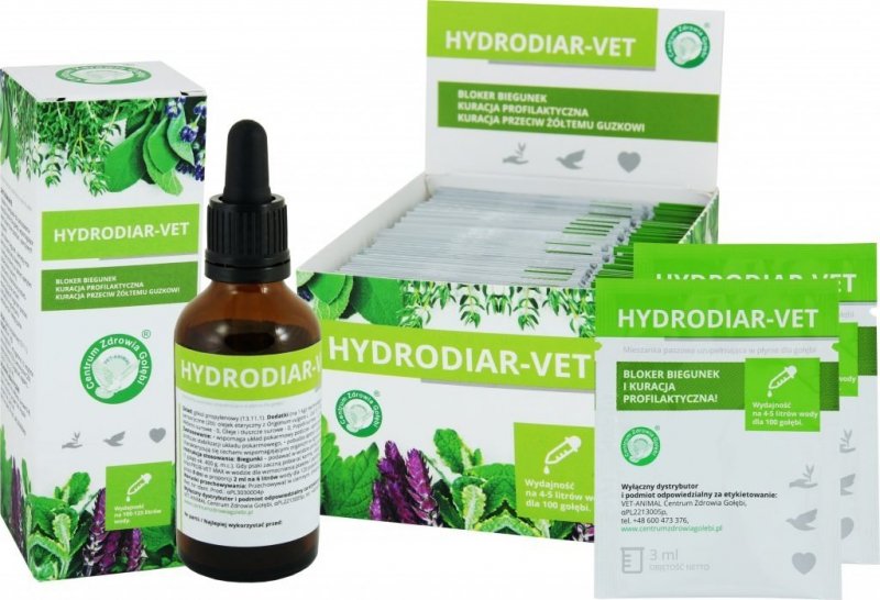 HYDRODIAR-VET - bloker biegunek oraz kuracja profilaktyczna dla gołębi i ptaków ozdobnych (3ml)