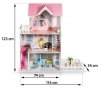 XXL Największy drewniany domek dla lalek - 123 cm - podświetlany LED - taras, akcesoria, ogródek