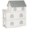 Biały, drewniany domek dla lalek z tarasem i akcesoriami