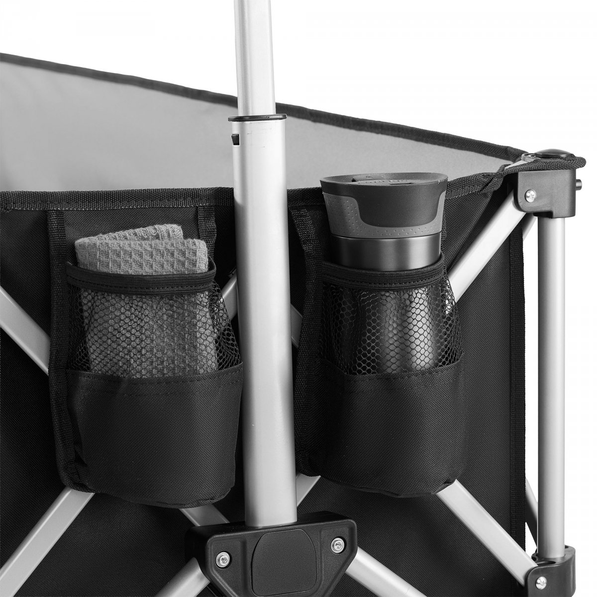 Wózek Transportowy Plażowy Turystyczny Składany Przyczepka ogrodowa HyperMotion XXL 250 litrów - czarno-srebrny