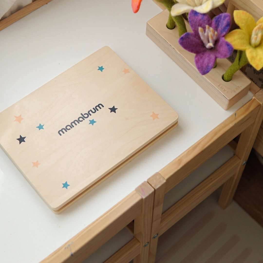 Drewniany laptop z myszką - tablica magnetyczna + kredowa