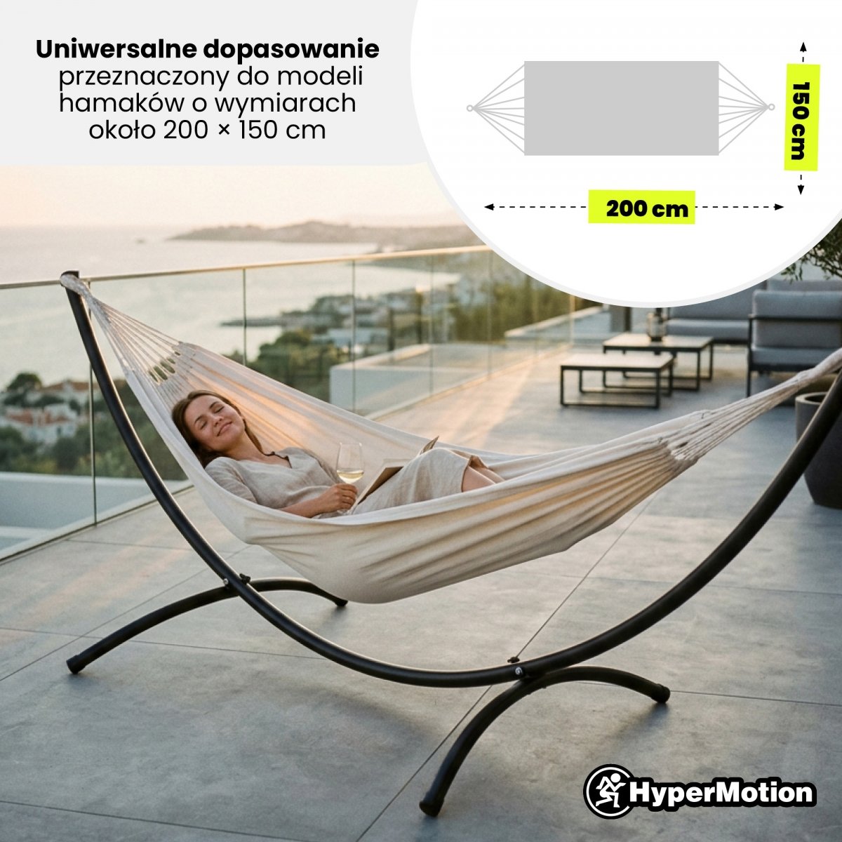 Stelaż do hamaka metalowy, solidny stojak na hamak ogrodowy - łukowy