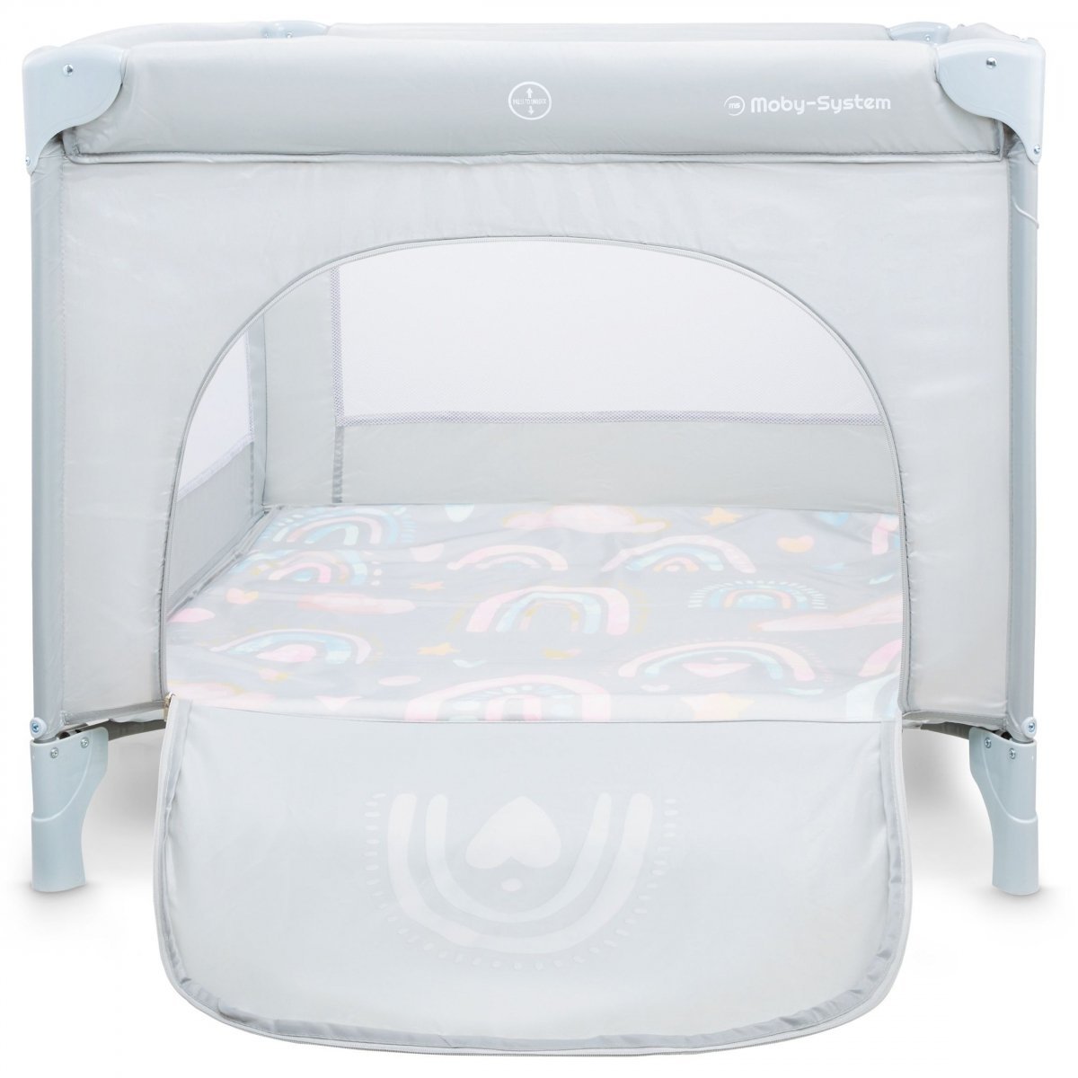 Składany kojec, łóżeczko turystyczne dla dzieci z materacem i torbą transportową - Rainbow