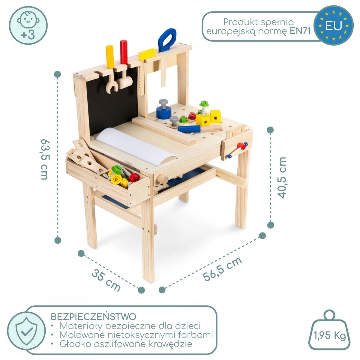 Drewniany zestaw majsterkowicza warsztat XXL - 75 elementów