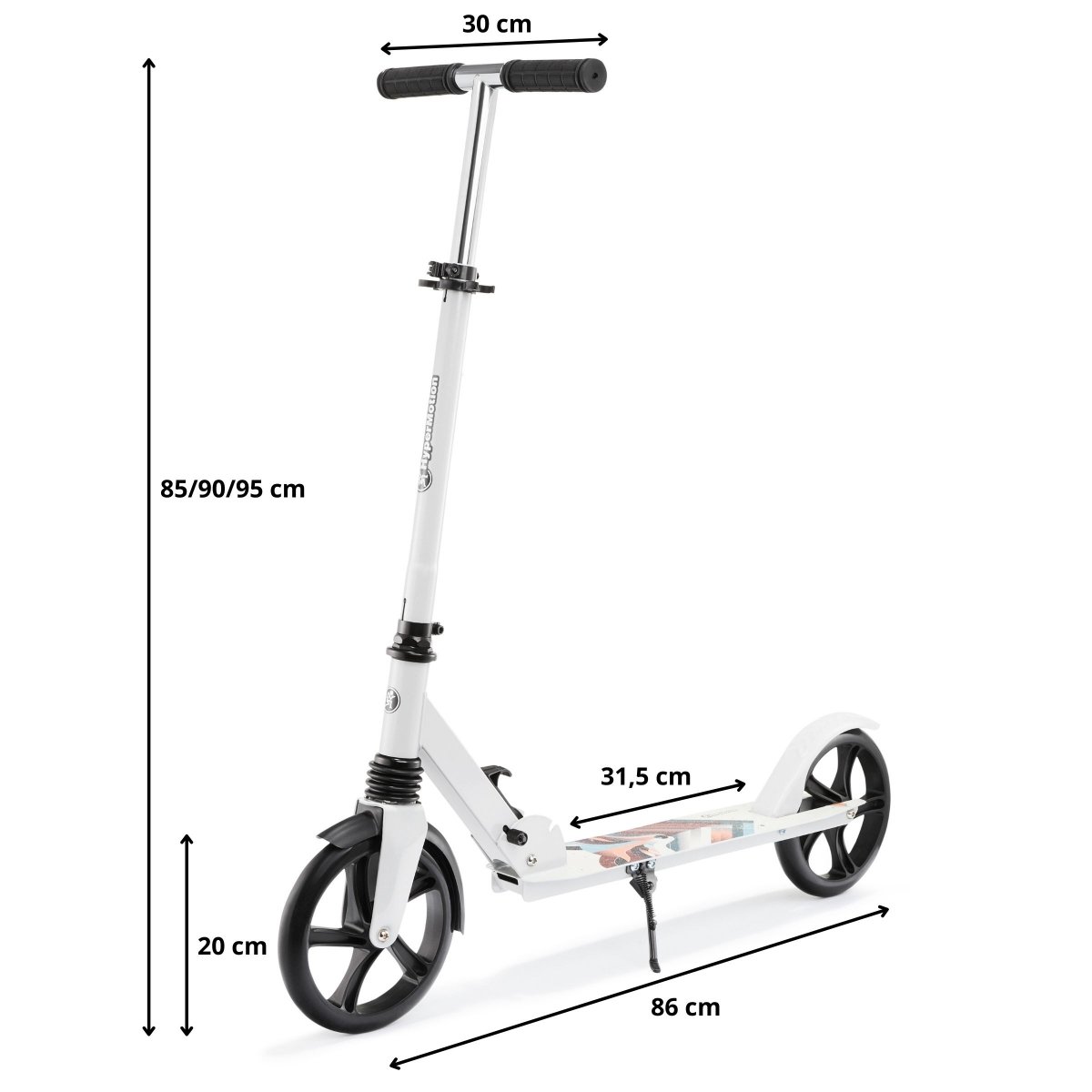 Hulajnoga dwukołowa dla młodzieży dorosłych - z amortyzatorem - Hypermotion CITY SWIFT Zimowy Lis - 100kg