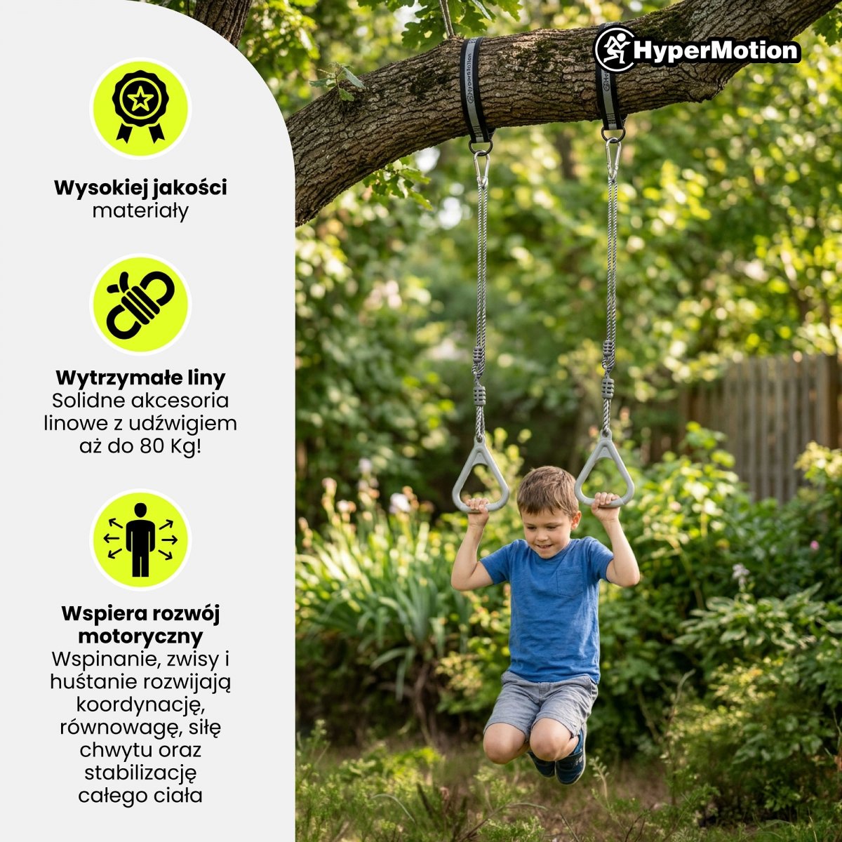 Wielofunkcyjny Zestaw Gimnastyczno-Wspinaczkowy 5w1 HyperMotion z Drążkiem Rozporowym – do domu i ogrodu