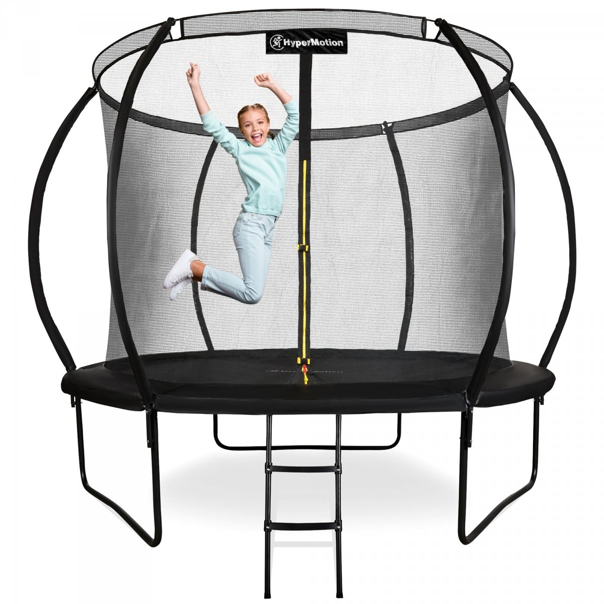 Trampolina ogrodowa XL dla dzieci HyperMotion - 305 cm 10FT - z drabinką i siatką wewnętrzną - do domu i ogrodu