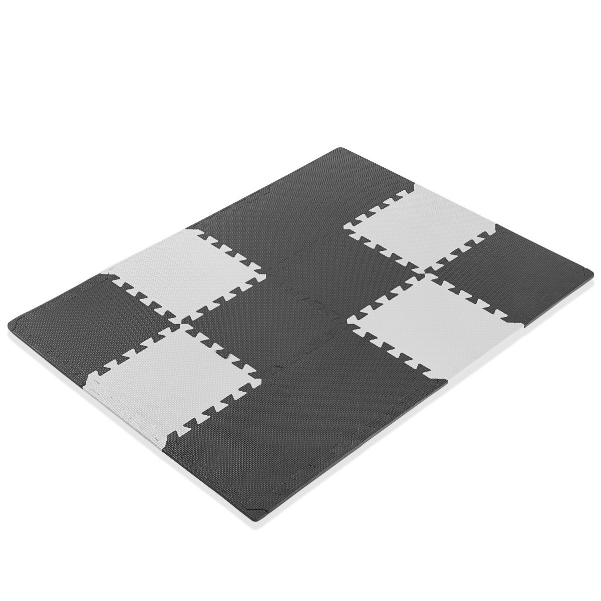 Piankowe puzzle 12szt. - piankowa mata edukacyjna 120 x 90 x 1.2cm z obrzeżem - szara