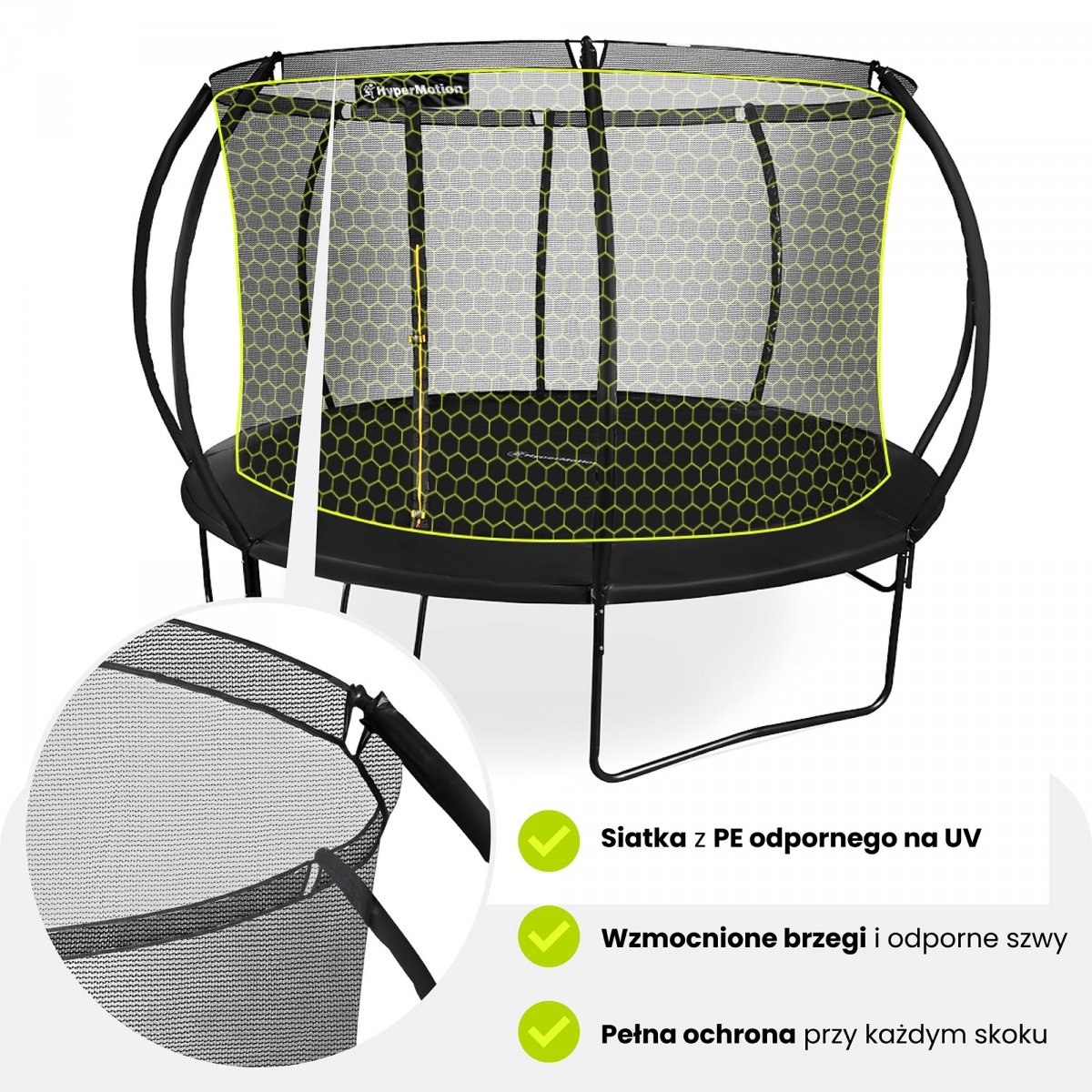 Trampolina ogrodowa XXXL dla dzieci HyperMotion - 430 cm 14FT - z drabinką i siatką wewnętrzną - do domu i ogrodu - 150kg max