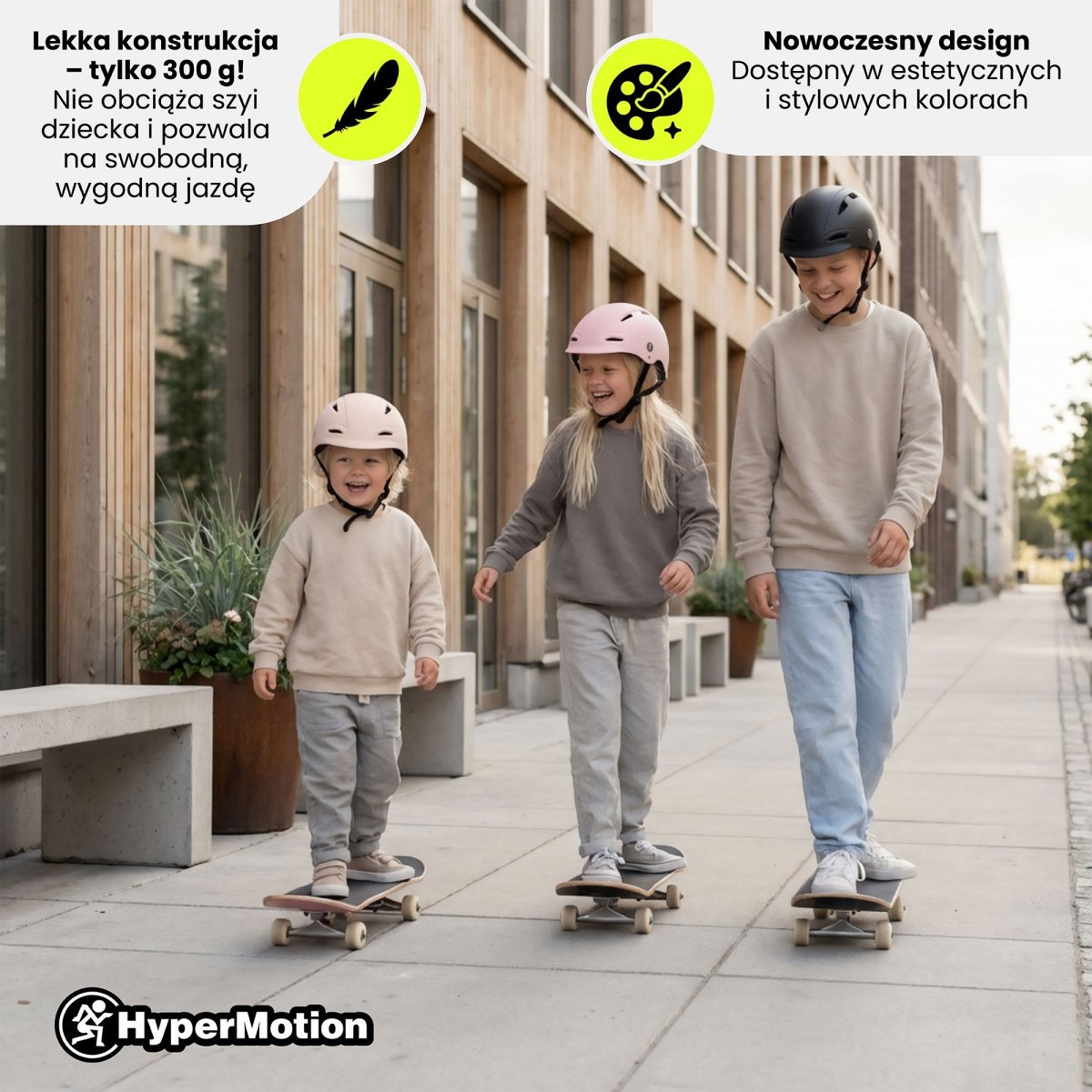 Kask dziecięcy i młodzieżowy na rower, hulajnogę HyperMotion rozmiar M (48-58 cm), kolor beżowy
