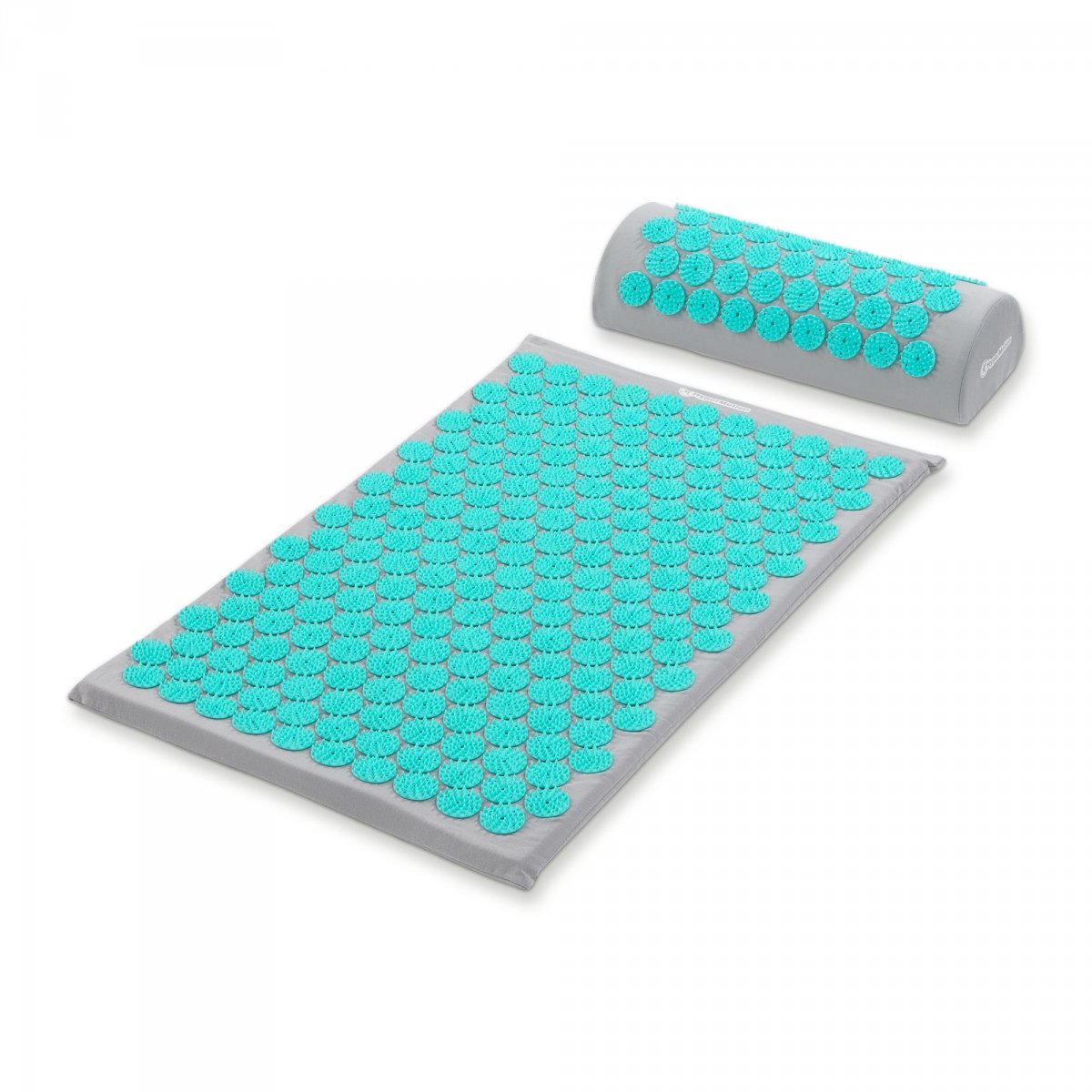 Mata do akupresury z poduszką i pokrowcem - 72 cm HyperMotion szaro-miętowa