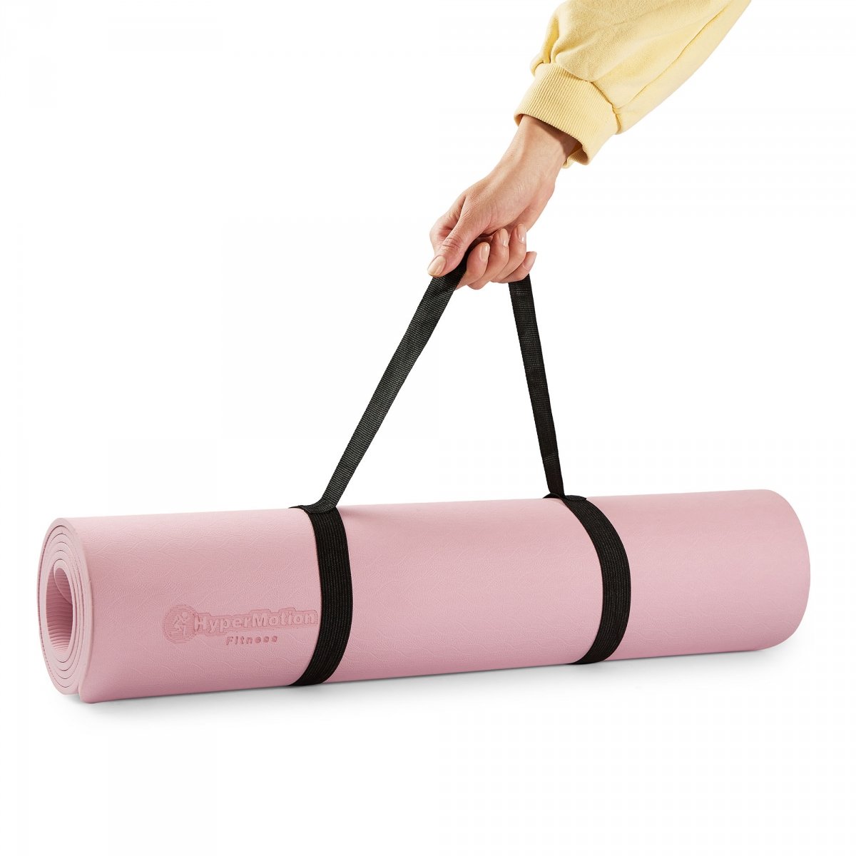 Mata do jogi i ćwiczeń HyperMotion Lotos TPE 6 mm z paskiem - 183 x 61 cm - różowa