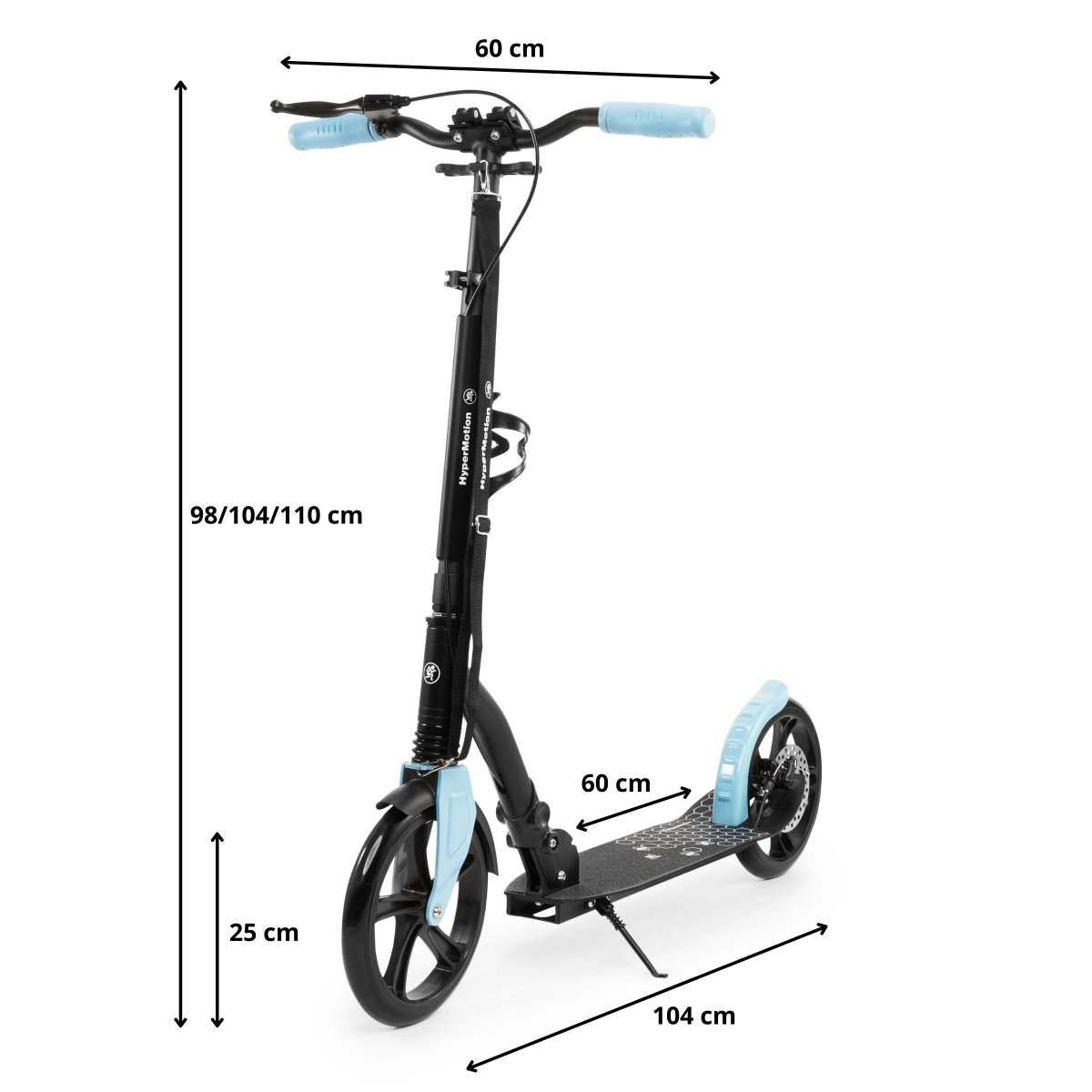 Hulajnoga miejska dwukołowa HONEYBEE Blue HyperMotion 100kg - full aluminium, duże koła 250mm