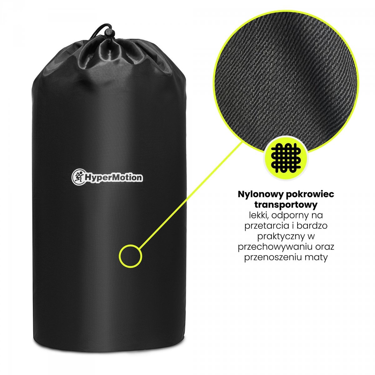 Duża mata do akupresury z poduszką i pokrowcem - 130 cm HyperMotion szaro-miętowa