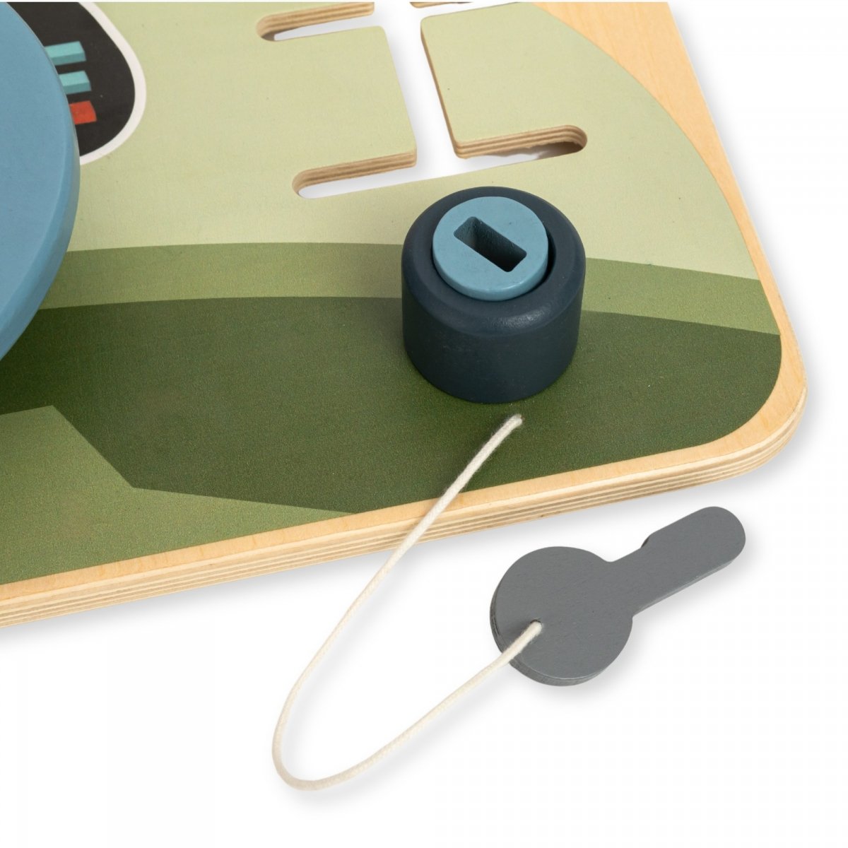 Drewniana tablica Montessori 2w1 Kokpit Małego Kierowcy i Pilota – kierownica, dźwignia zmiany biegów, mapy podróży, radar