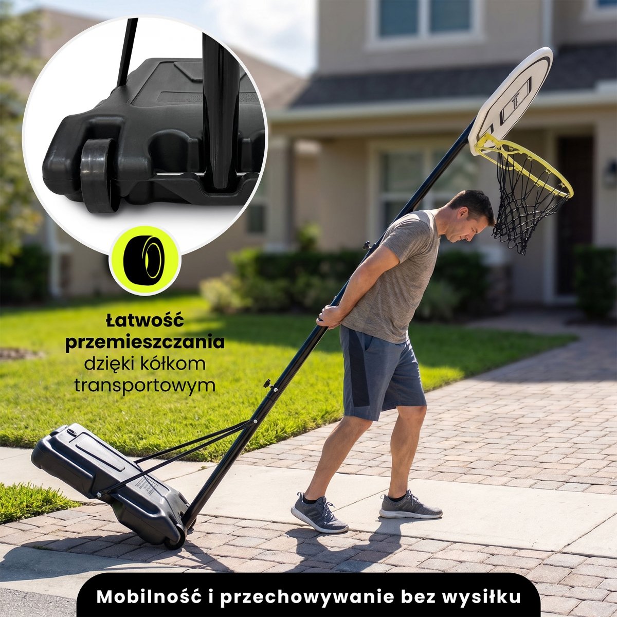 Wolnostojący kosz do koszykówki dla dzieci z regulacją wysokości 165–215 cm, tablica 73 × 49 cm - HyperMotion