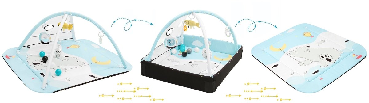 Kojec + Mata interaktywna do zabawy 5w1 z piłeczkami - Moby-System BABY MAT ACTIVE GYM 0+