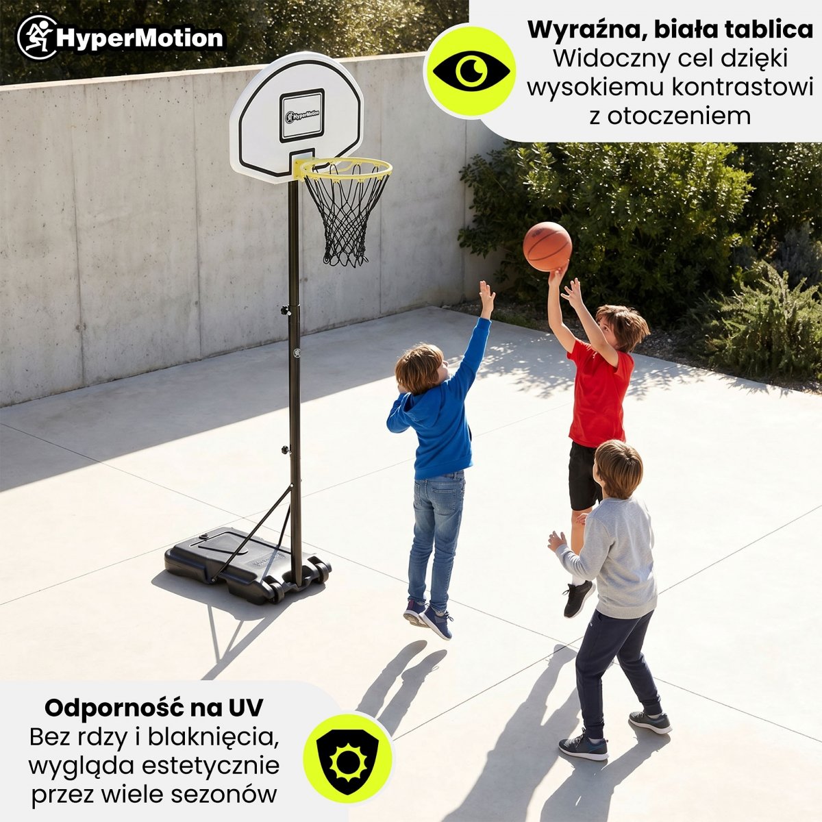 Wolnostojący kosz do koszykówki dla dzieci z regulacją wysokości 165–215 cm, tablica 73 × 49 cm - HyperMotion