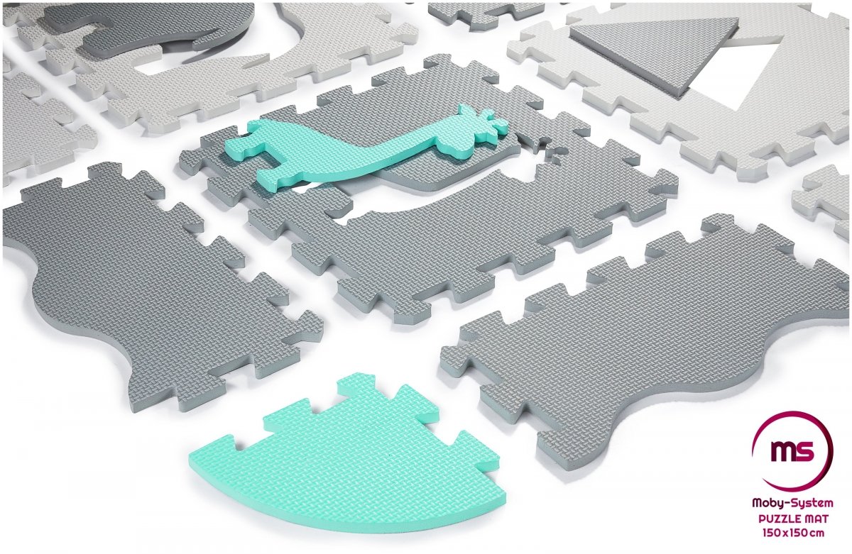 Mata puzzle XL 150 x 150 x 1 cm - z obrzeżem - pianka EVA - zielona