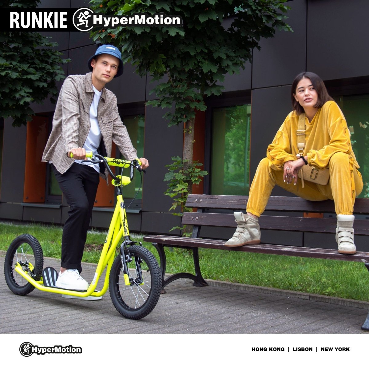 Hulajnoga miejska Hypermotion RUNKIE z pompowanymi kołami 16'' (40 cm)