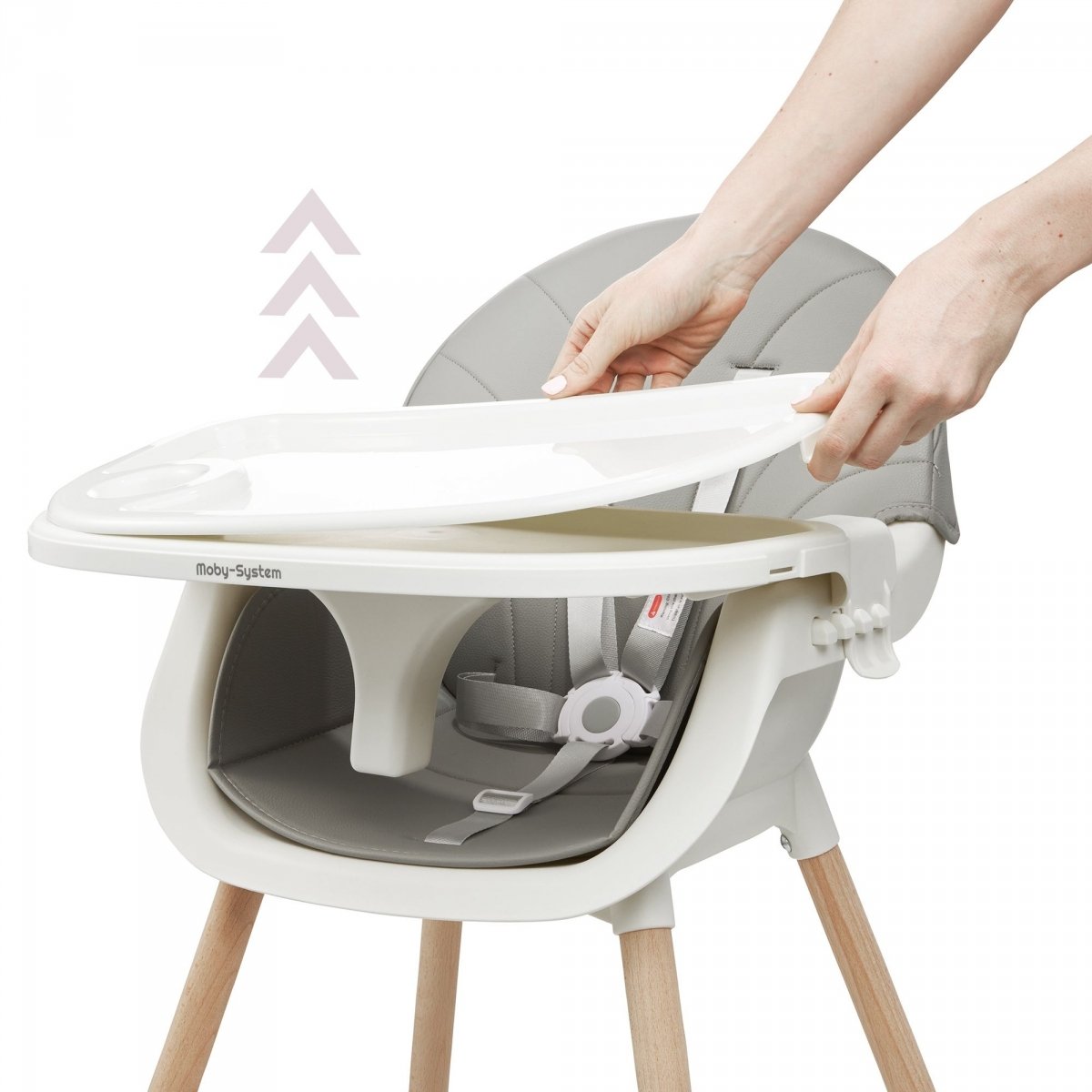 Krzesełko do karmienia AMELIA 3w1 Moby-System, szare 
