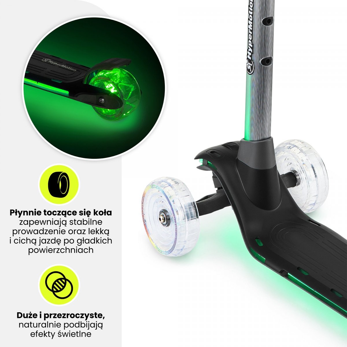 Hulajnoga balansowa HyperMotion BECKY - oświetlenie RGB LED, kolor czarny