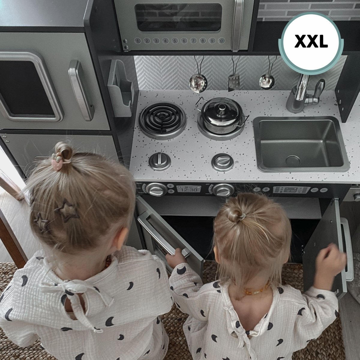 Kuchnia drewniana XXL z oświetleniem LED, fartuszkiem i akcesoriami