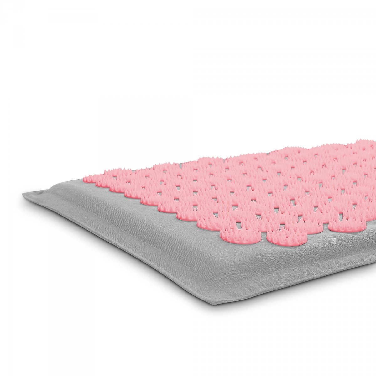 Mata do akupresury ECO lniana z włóknem kokosowym i poduszką z gryki – 68 cm HyperMotion szaro-różowa