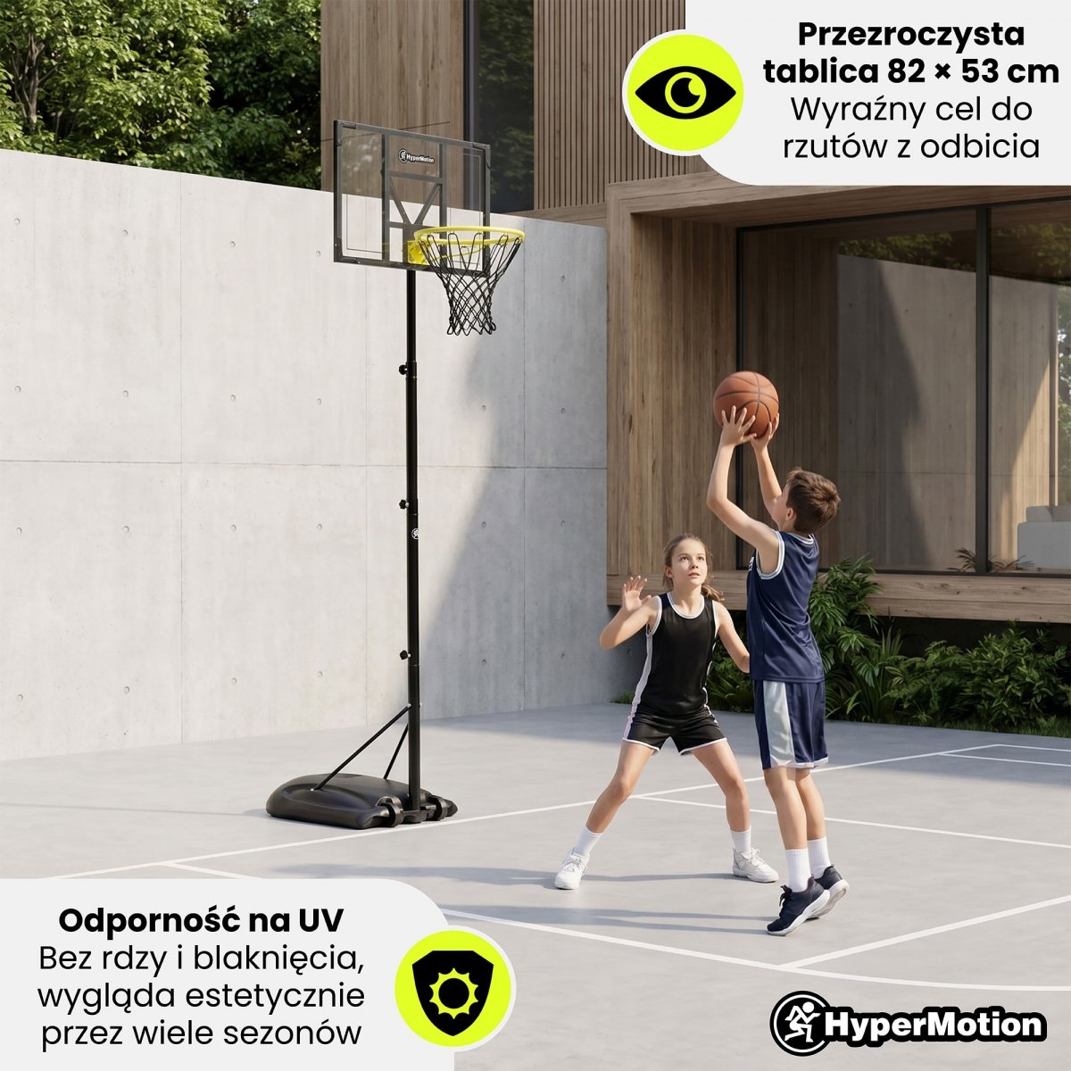 Wolnostojący kosz do koszykówki z regulacją wysokości 160–260 cm - HyperMotion