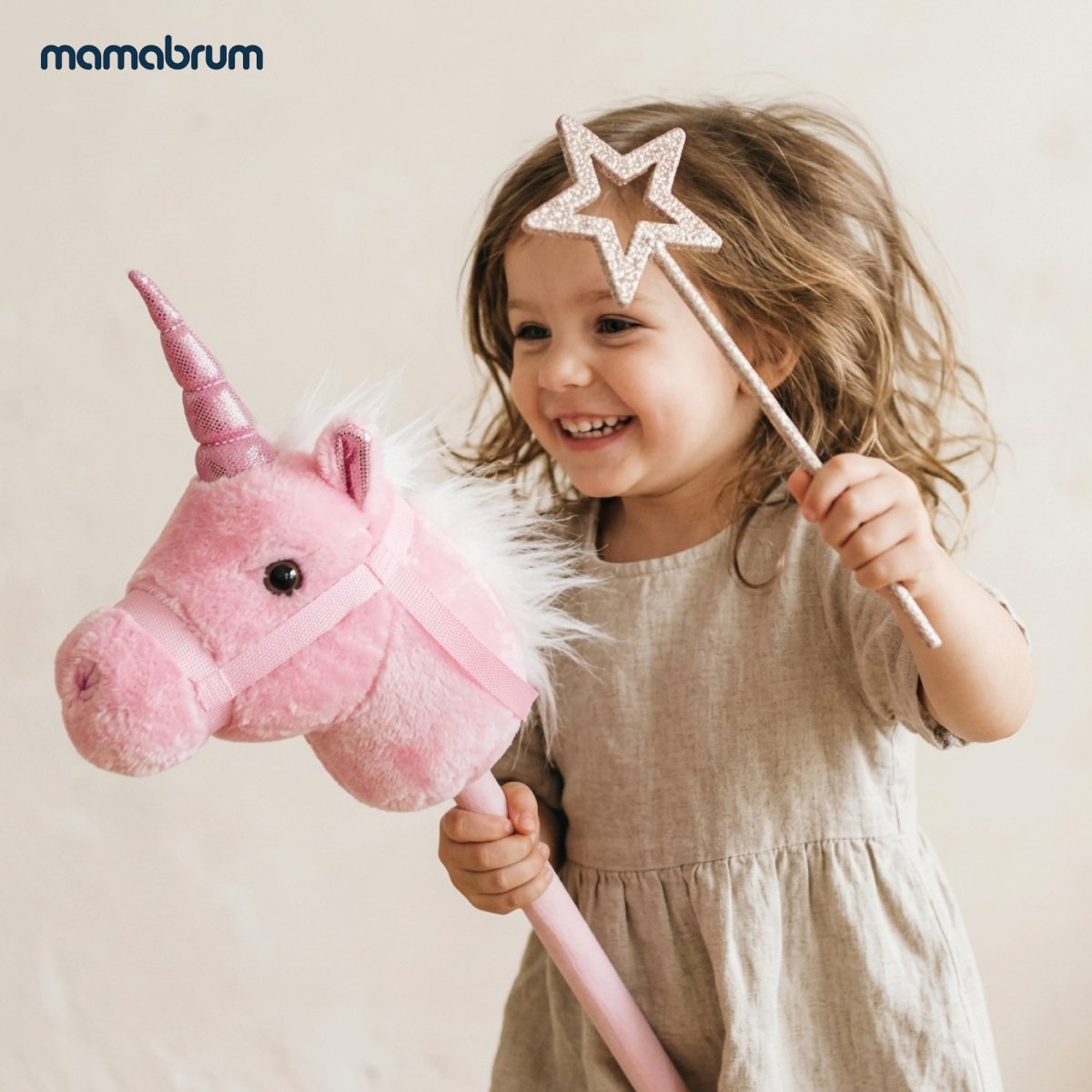 Hobby Horse – koń na kiju dla dzieci, 80 cm, jednorożec różowy