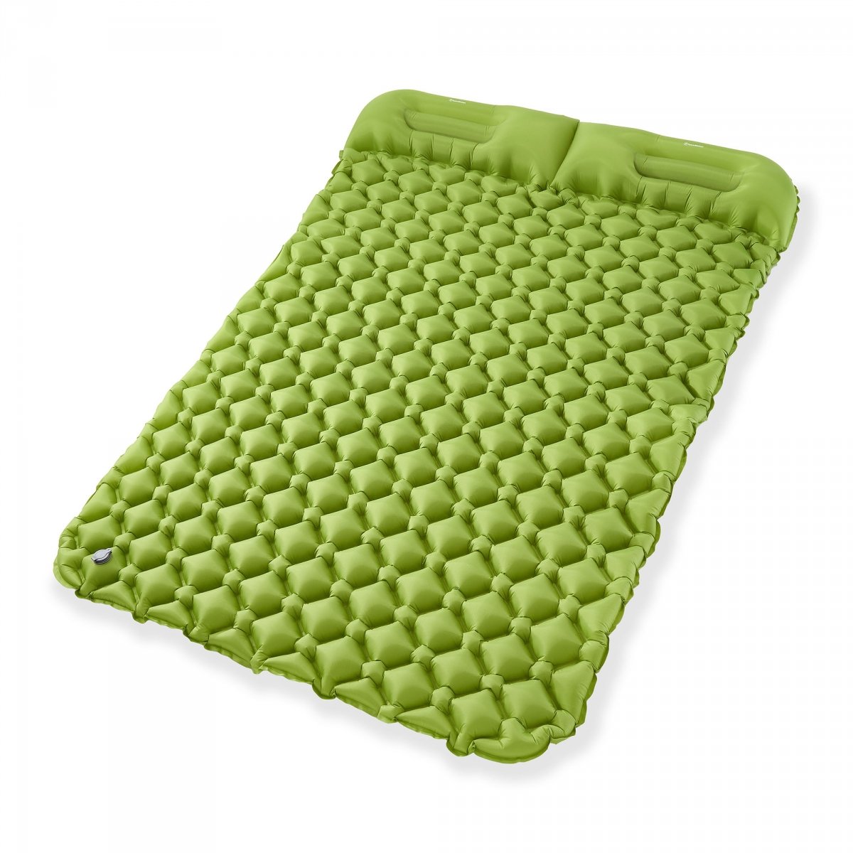Ultralekki materac dmuchany dwuosobowy do spania na kemping i trekking HyperMotion Campmat – 190x120 cm – zielony