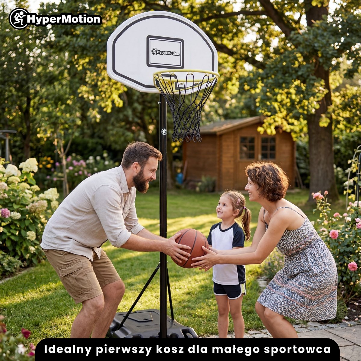 Wolnostojący kosz do koszykówki dla dzieci z regulacją wysokości 165–215 cm, tablica 73 × 49 cm - HyperMotion