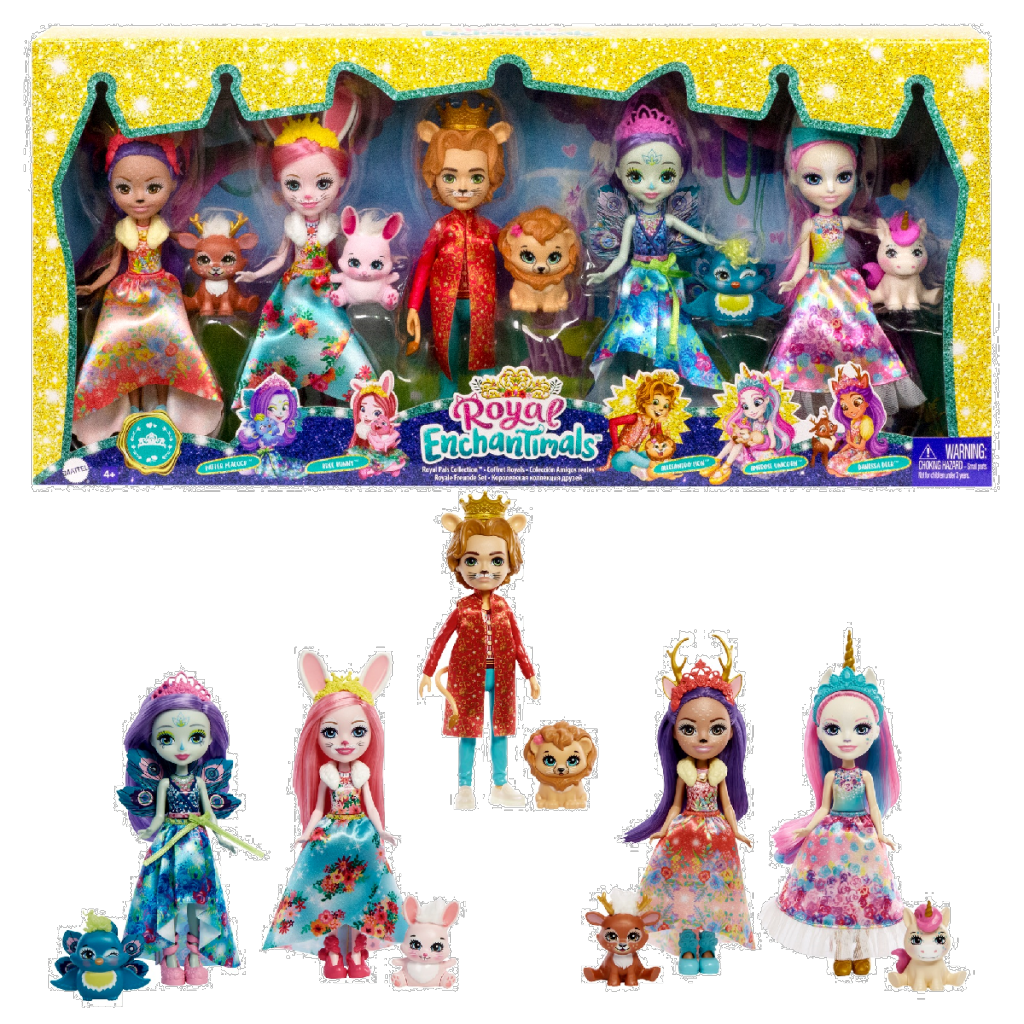 ENCHANTIMALS Rodzina Królewska Przyjęcie 5 lalek 5 zwierzatek Royal Mattel,