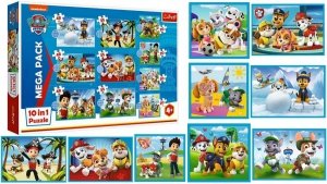 Puzzle Psi Patrol 10 Układanek 329 el.Niezawodna drużyna 10w1