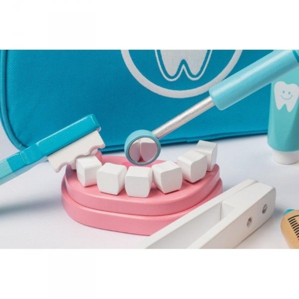 Zestaw drewniany Mały Dentysta z torbą 9el. Joueco 3+